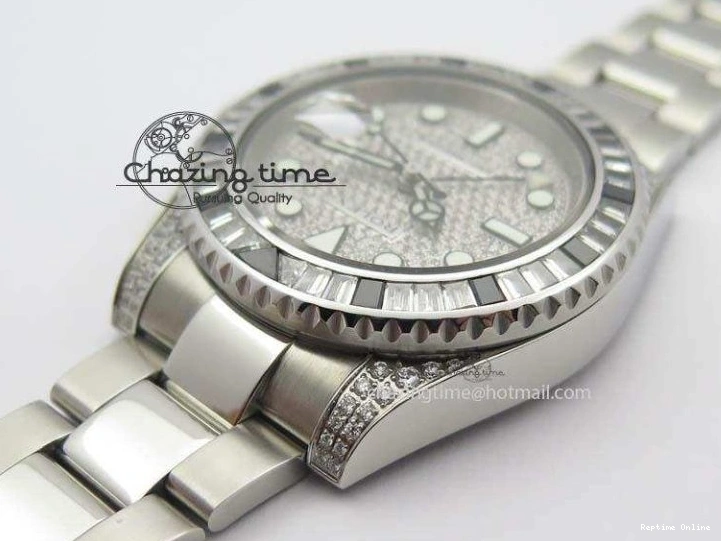 0524 Soft GMT-Master II 116759 SS Bp-Maker Black Ruby Crystal Diamond Dial On SS Bracelet A 3766